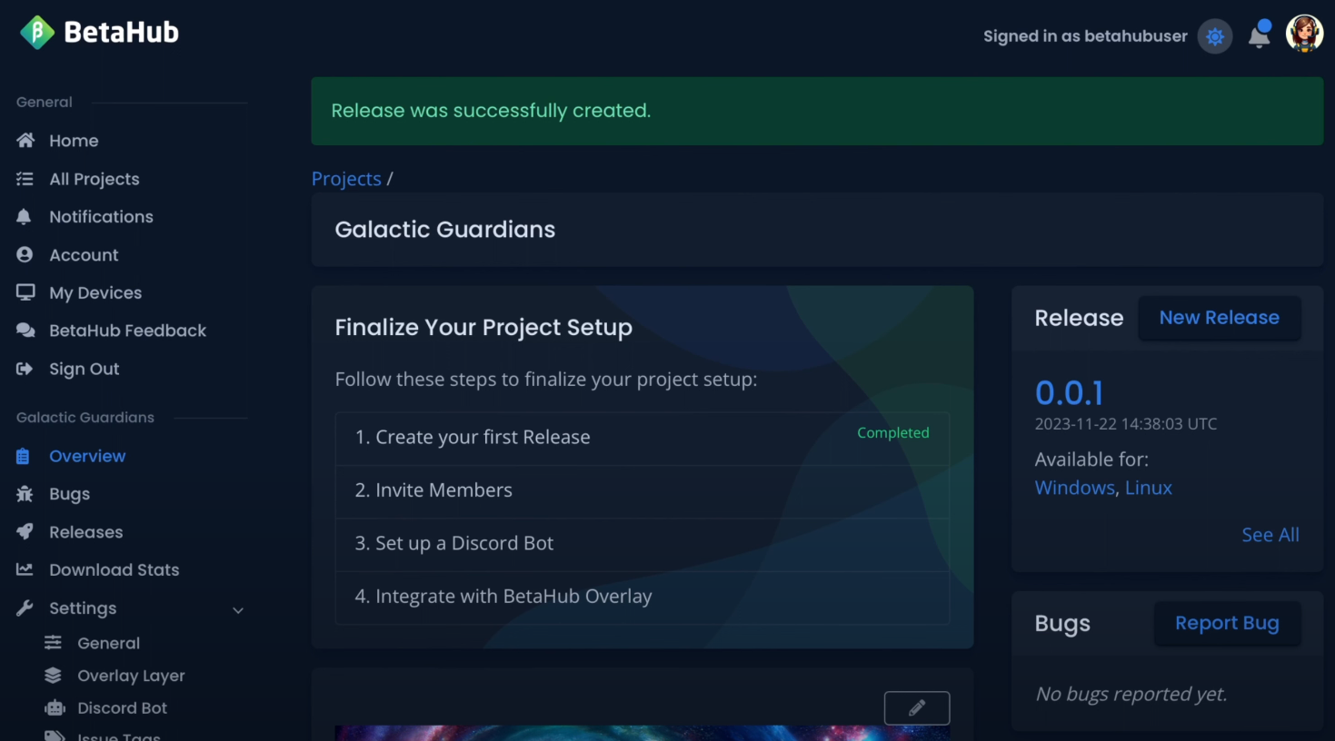 Screenshot: Project Finalization Guide