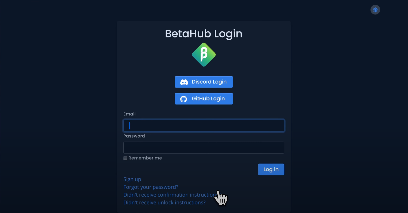 Screenshot: Login Options