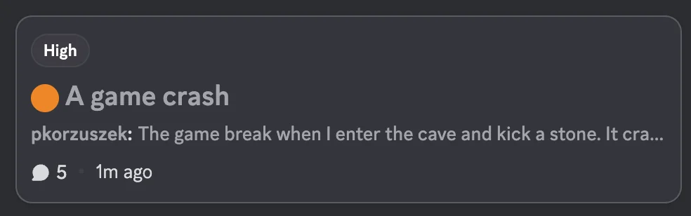 Discord forum thread with status indicator tags applied