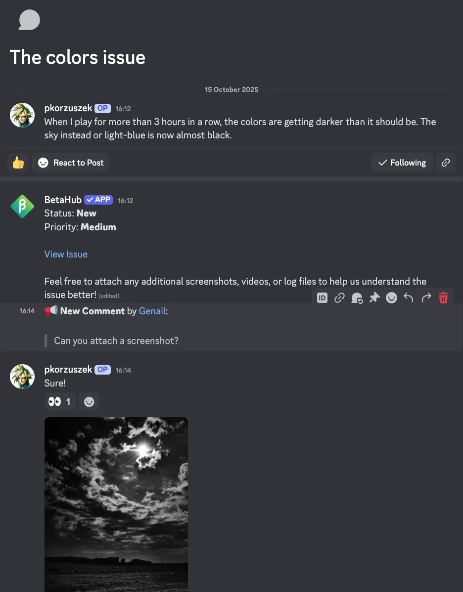 Discord forum thread syncing to BetaHub